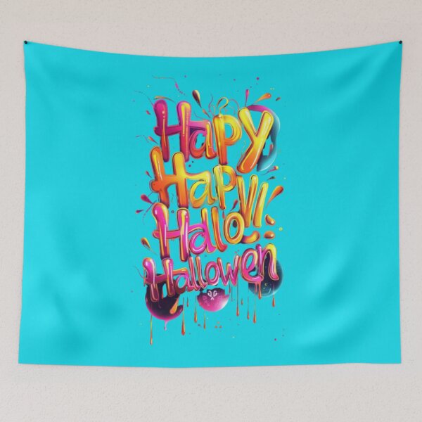 Item preview, Happy Halloween Dripping Graffiti Letters – Neon Horror Typography designed and sold by AlexLineArt.
