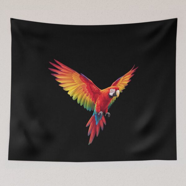 Item preview, Scarlet Macaw in Flight – Colorful Tropical Parrot Illustration designed and sold by ZoolabStudio.