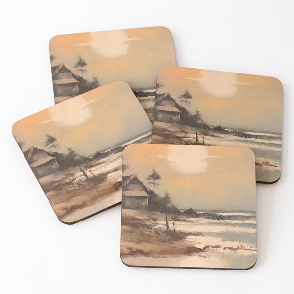 Item preview, Vintage Coastal Art, Vintage Moody Ocean Wall Art, Antique Beach House Decor, Beach Cottage Wall Decor, House On A Beach Sunset Art designed and sold by SavageVision.