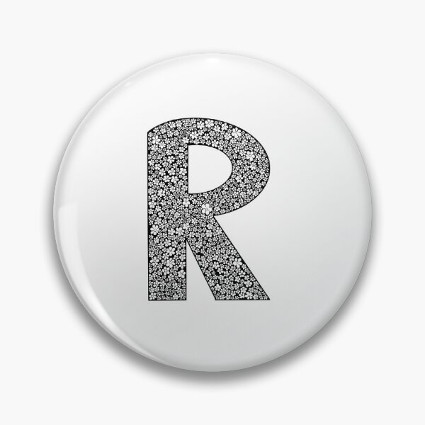 Item preview, Black letter R flower pattern monogram designed and sold by Words-Artist.