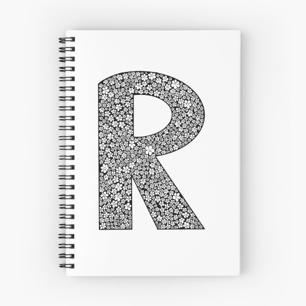 Item preview, Black letter R flower pattern monogram designed and sold by Words-Artist.