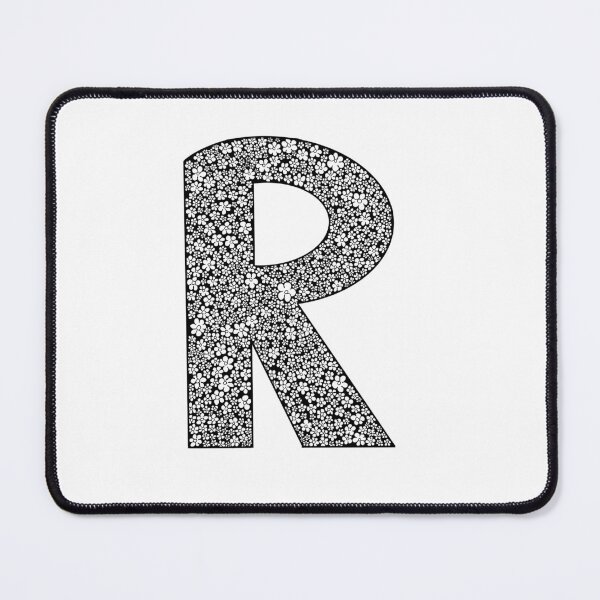 Item preview, Black letter R flower pattern monogram designed and sold by Words-Artist.