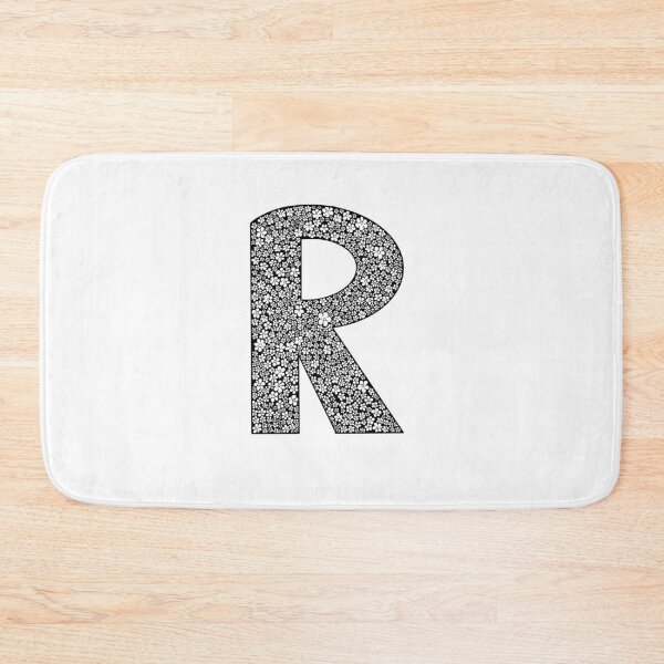 Item preview, Black letter R flower pattern monogram designed and sold by Words-Artist.