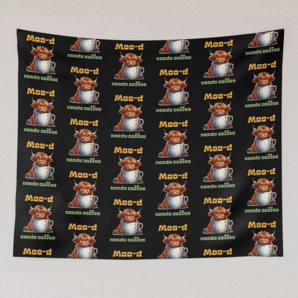 Item preview, Moo-d Needs Coffee | Cute Highland Cow Funny Coffee Lover designed and sold by Bawek85Designs.