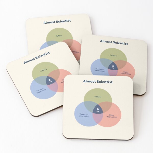 Item preview, Almost Scientist – Funny Venn Diagram Meme Design designed and sold by Ombrya.