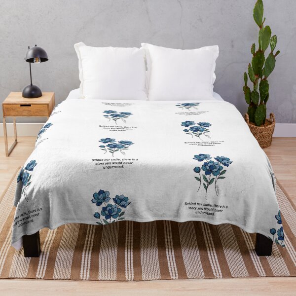 Item preview, Blue Floral Quote – Behind her smile, theirs is a story you would never understand. designed and sold by effdesigns.