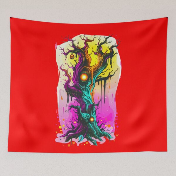 Item preview, Haunted Neon Tree – Halloween Graffiti Art designed and sold by AlexLineArt.