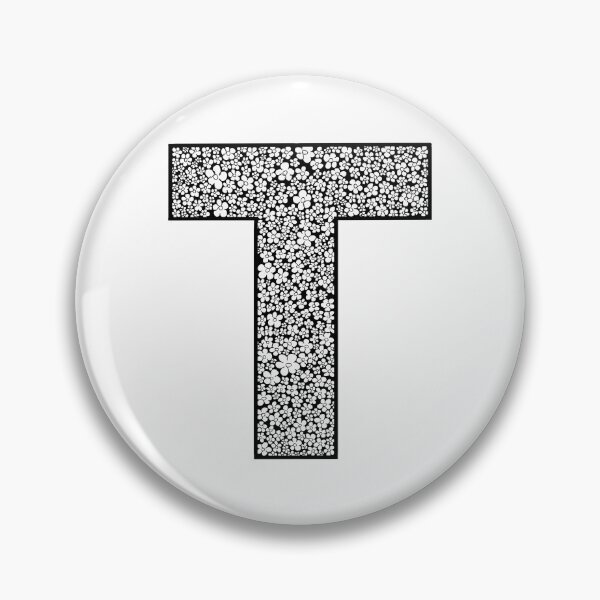 Item preview, Black letter T flower pattern monogram designed and sold by Words-Artist.