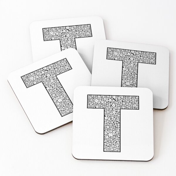 Item preview, Black letter T flower pattern monogram designed and sold by Words-Artist.