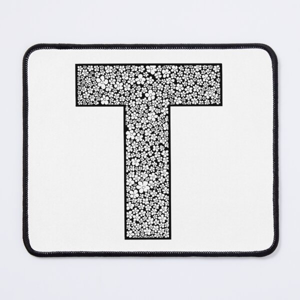 Item preview, Black letter T flower pattern monogram designed and sold by Words-Artist.