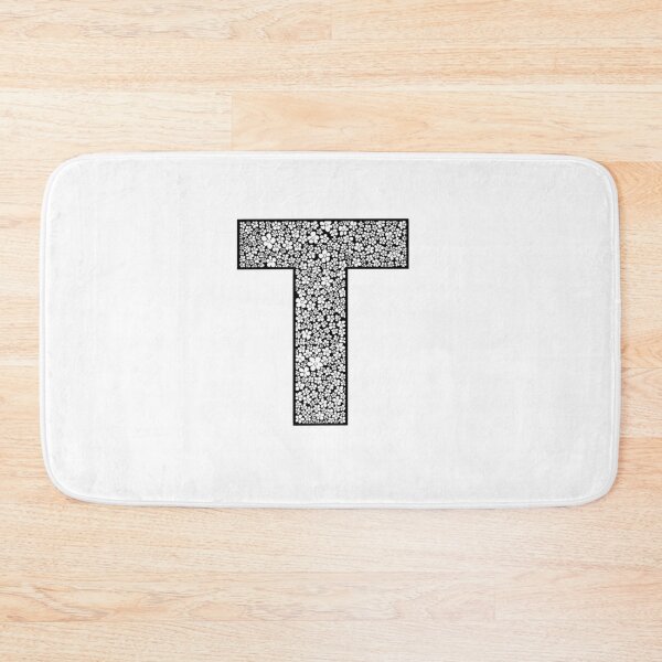 Item preview, Black letter T flower pattern monogram designed and sold by Words-Artist.