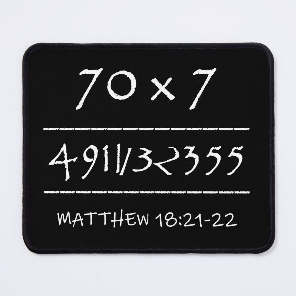 Item preview, 70 x 7 = Forgiveness (creatively styled with numbers 4g11...etc to look like word forgiveness in a puzzle-like form) - Matthew 18:22 Bible Verse Inspired white Design for dark color background  designed and sold by ZechJohnRB.