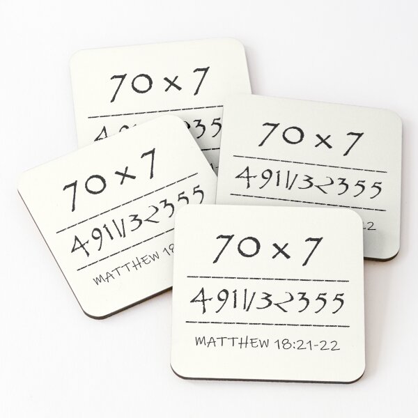 Item preview, 70 x 7 = Forgiveness (creatively styled with numbers 4g11...etc to look like the word 'forgiveness' in a puzzle-like form) - Matthew 18:22 Bible Verse Inspired Black Design for light color background  designed and sold by ZechJohnRB.