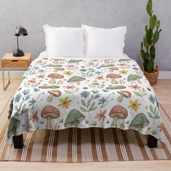 Item preview, Cottagecore Mushroom & Wildflower Pattern designed and sold by YasmaShop.