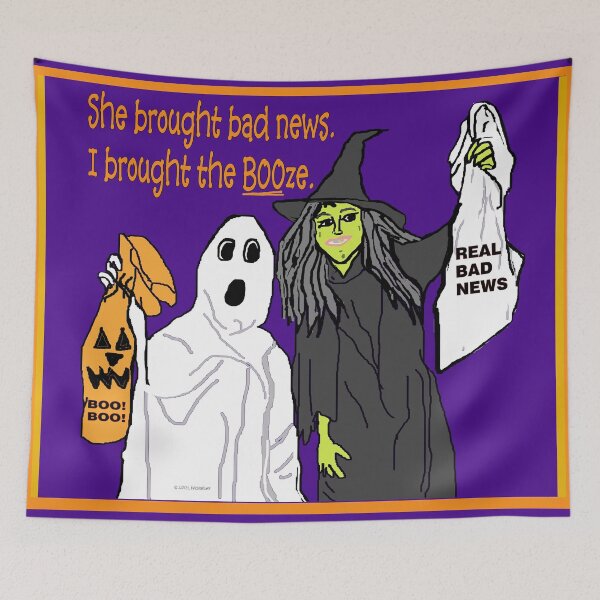 Item preview, A Ghost and Witch Attend a Halloween Party designed and sold by kristalcurt.