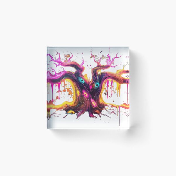 Item preview, Neon Haunted Tree – Dripping Halloween Graffiti Art designed and sold by AlexLineArt.