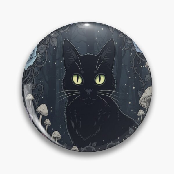 Artikelvorschau, Botanische Goth-Katze, hexenhafte schwarze Katze mit okkulter Pflanzenästhetik entworfen und verkauft von Neko-Doodle-co.