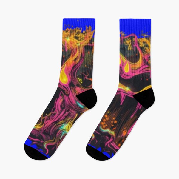 Item preview, Glowing Neon Halloween Tree – Psychedelic Graffiti Style designed and sold by AlexLineArt.