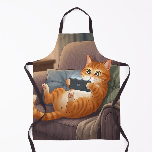 Item preview, Cute Orange Tabby Cat Gaming Chilling on Couch Art designed and sold by Dewer Shop.