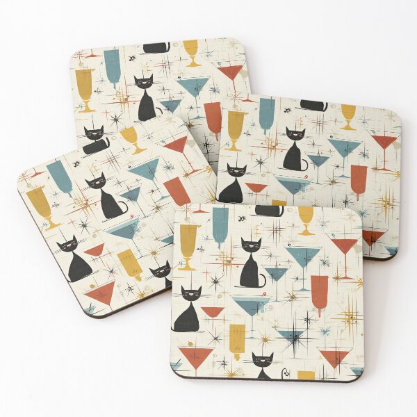 Item preview, Atomic Cats and Cocktails Mid-Century Modern Pattern designed and sold by Kybruno's Creations.