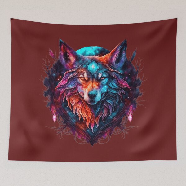 Item preview, Beautiful Colorful Wolf Head designed and sold by Pawsomeprints59.