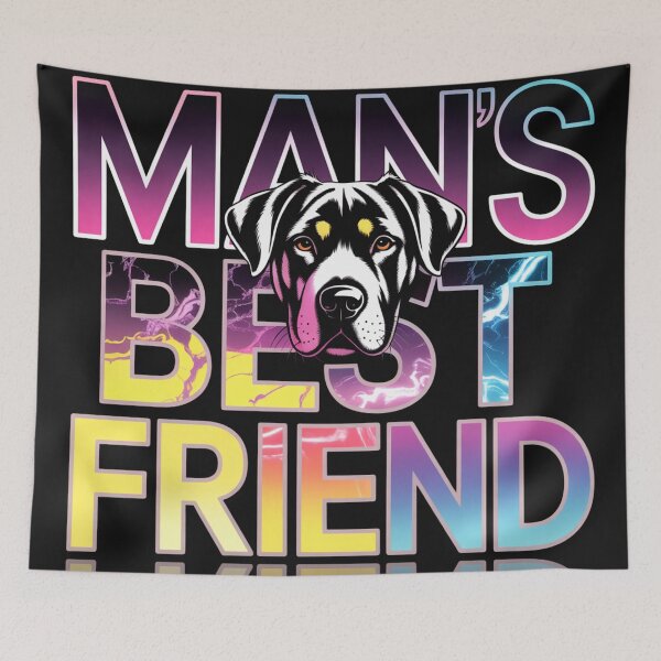 Item preview, Man's Best Friend Neon Typographic Dog Wall Art with Lightning Effects, Street Art and Arcade Style Aesthetic designed and sold by LoomylooDesigns.