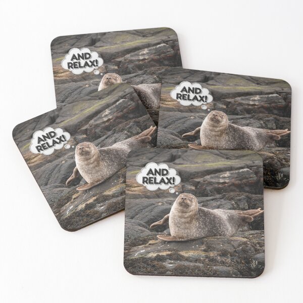 Item preview, AND RELAX! Common Seal on rocks in Loch Roe Scotland designed and sold by CEastwoodPhotos.