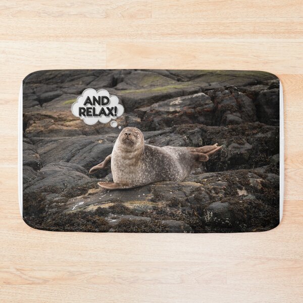 Item preview, AND RELAX! Common Seal on rocks in Loch Roe Scotland designed and sold by CEastwoodPhotos.