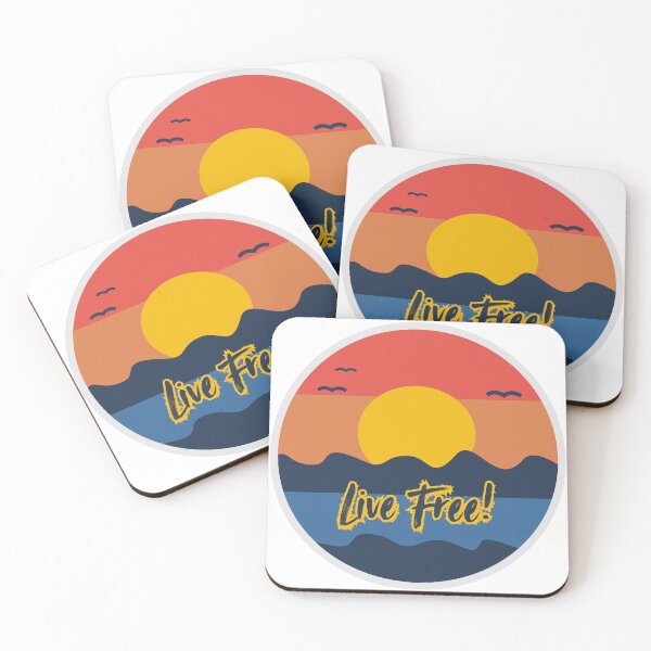 Item preview, Live Free! – Retro Sunset & Ocean Travel Design designed and sold by SimplyJasper.
