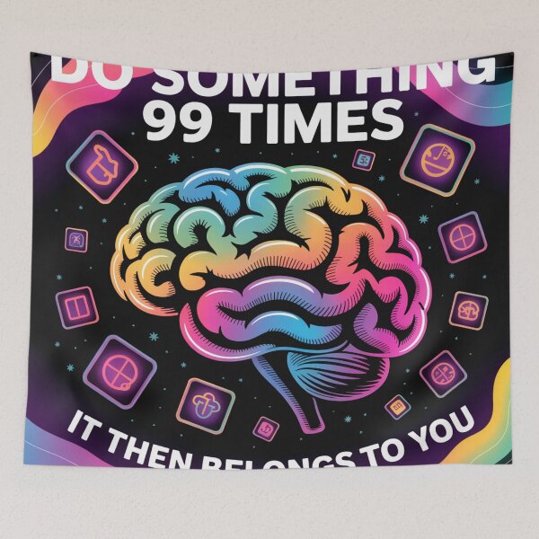 Item preview, Unlock Your Potential 4 - Neon Digital Brain with Floating Social Media Icons and Cosmic Background | Futuristic Abstract Art for Inspiration and Mastery designed and sold by LoomylooDesigns.