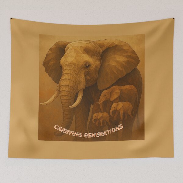 Item preview, Carrying Generations – Geometric Elephant Family Art designed and sold by GeoWild Designs.