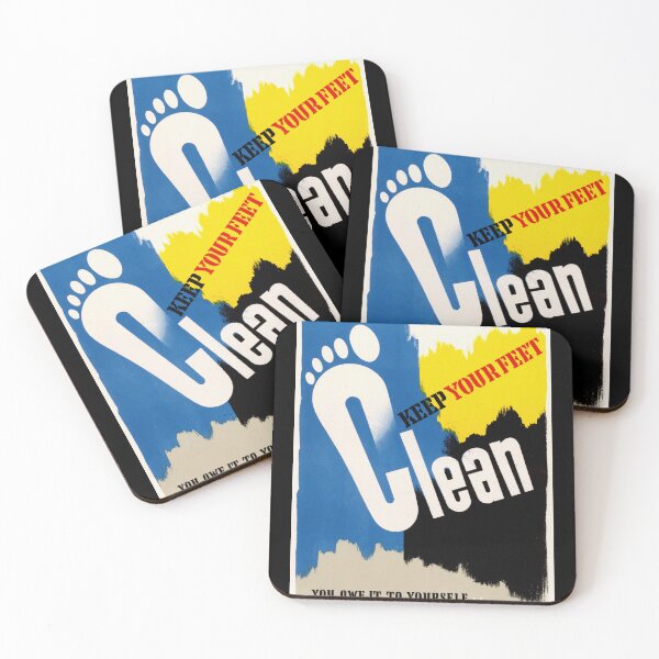Item preview, WWII Propaganda Art Poster | Keep Your Feet Clean | Abram Games Design | Bold Colors & Typography | Health Campaign designed and sold by artofuniverse.