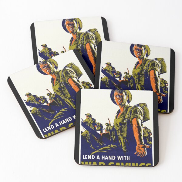 Item preview, Vintage WWII British Propaganda Poster | War Savings Campaign Art | Soldier Call to Action | Bold Blue & Olive Green Decor designed and sold by artofuniverse.