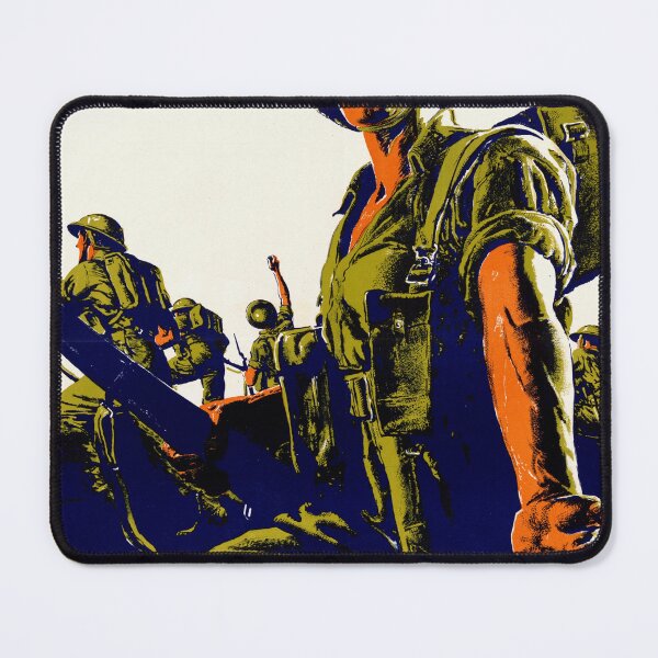 Item preview, Vintage WWII British Propaganda Poster | War Savings Campaign Art | Soldier Call to Action | Bold Blue & Olive Green Decor designed and sold by artofuniverse.