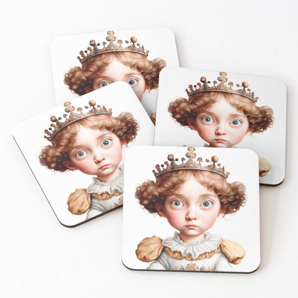 Item preview, Wide-Eyed Little Queen: Whimsical Royal Child Portrait designed and sold by LanaGustavsson.
