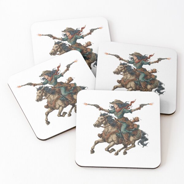 Item preview, Gunslinger Cowgirl – Western Woman on Horse Illustration designed and sold by abicir.