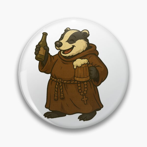 Item preview, Drunk jovial badger Monk designed and sold by Witan Ink.