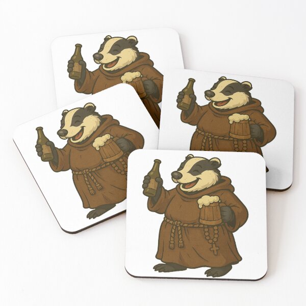 Item preview, Drunk jovial badger Monk designed and sold by Witan Ink.