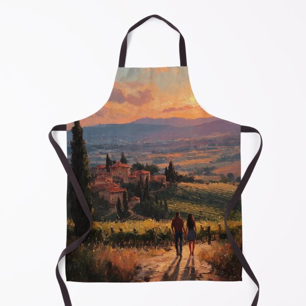 Item preview, Tuscany Sunset Vineyard Painting – Romantic Countryside Wall Art designed and sold by ArgentoArt.