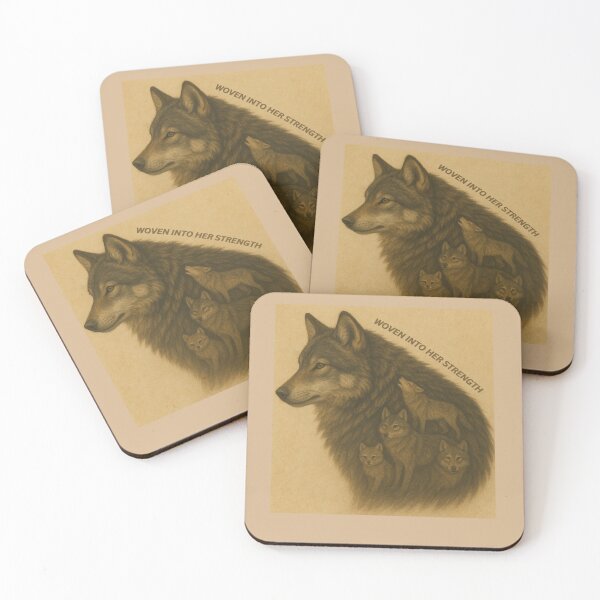 Item preview, Woven Into Her Strength – Geometric Wolf with Pups designed and sold by GeoWild Designs.
