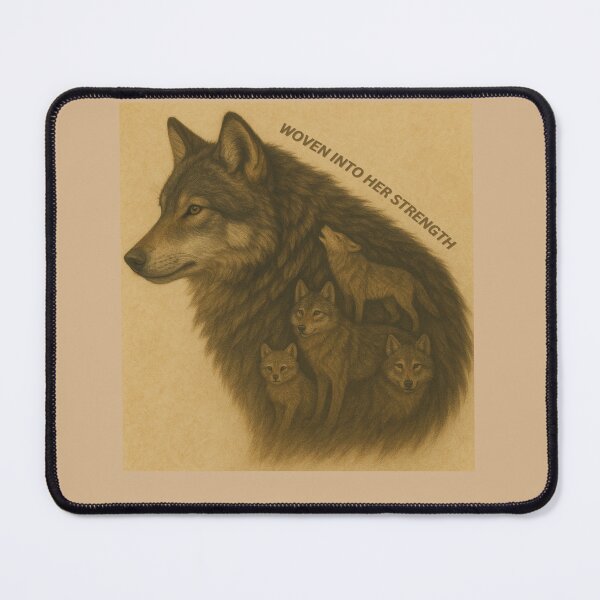 Item preview, Woven Into Her Strength – Geometric Wolf with Pups designed and sold by GeoWild Designs.