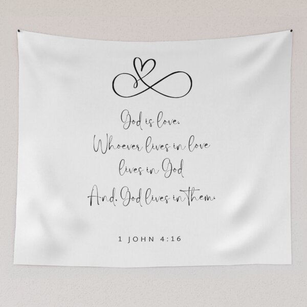 Item preview, God is love. Whoever lives in love lives in God. And, God lives in them.  - 1 John 4:16 designed and sold by Christie Olstad.