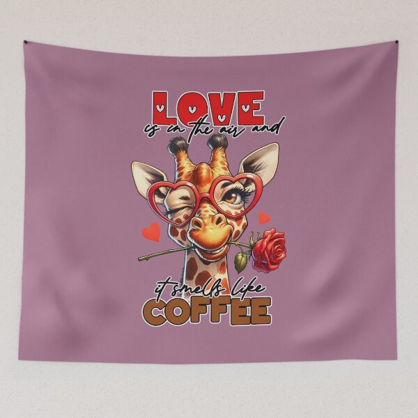 Artikelvorschau, Lustige Giraffe – Liebe liegt in der Luft (und riecht nach Kaffee) entworfen und verkauft von Pawsomeprints59.