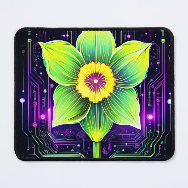 Item preview, Daffodil Glow – Neon Yellow Flower Illustration with Futuristic Vibes designed and sold by Naturalite19.