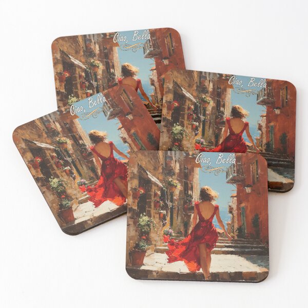 Item preview, Ciao, Bella — Red Dress in Sunlit Alley designed and sold by ArgentoArt.