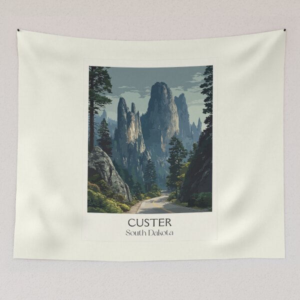 Item preview, Custer South Dakota Vintage Travel Poster | Needles Highway Art Print | Black Hills Scenery Decor designed and sold by TuncGK.