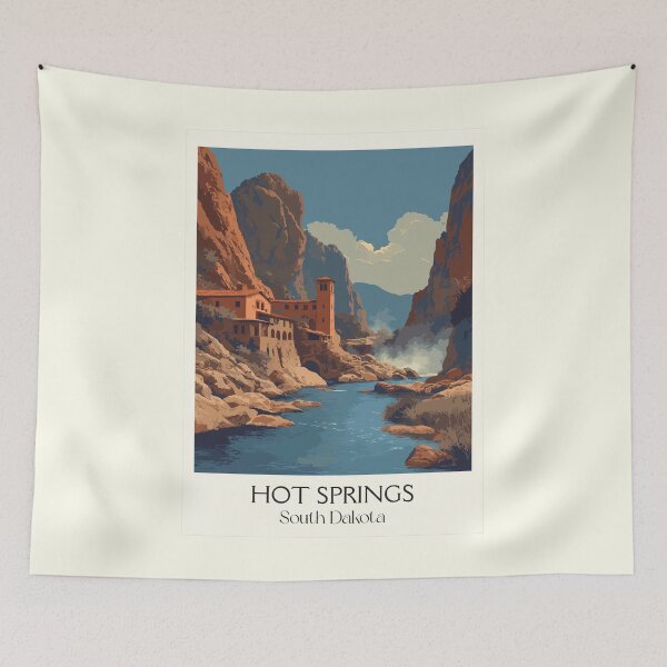 Item preview, Hot Springs South Dakota Vintage Poster | Fall River Canyon Art Print | Historic Spa Town Decor designed and sold by TuncGK.