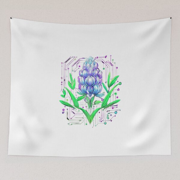 Item preview, Lilac Bloom – Neon Pastel Flower in Purple, Blue and Lime Green designed and sold by Naturalite19.