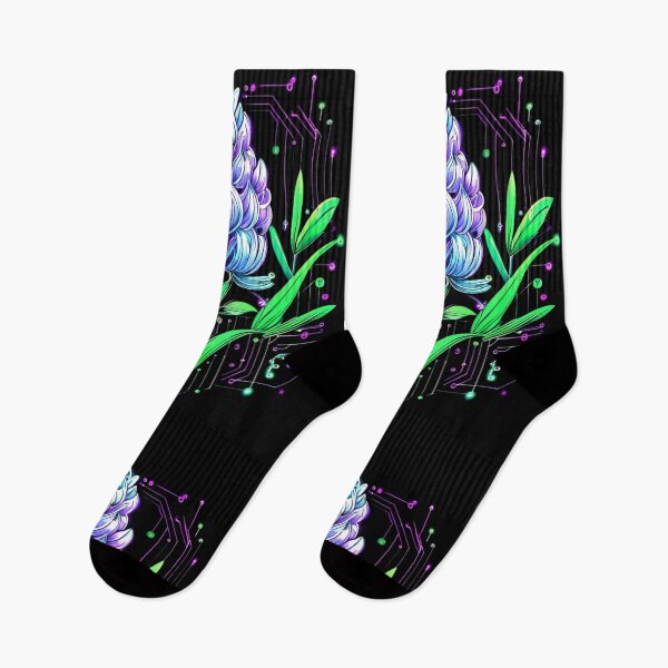 Item preview, Lilac Bloom – Neon Pastel Flower in Purple, Blue and Lime Green designed and sold by Naturalite19.