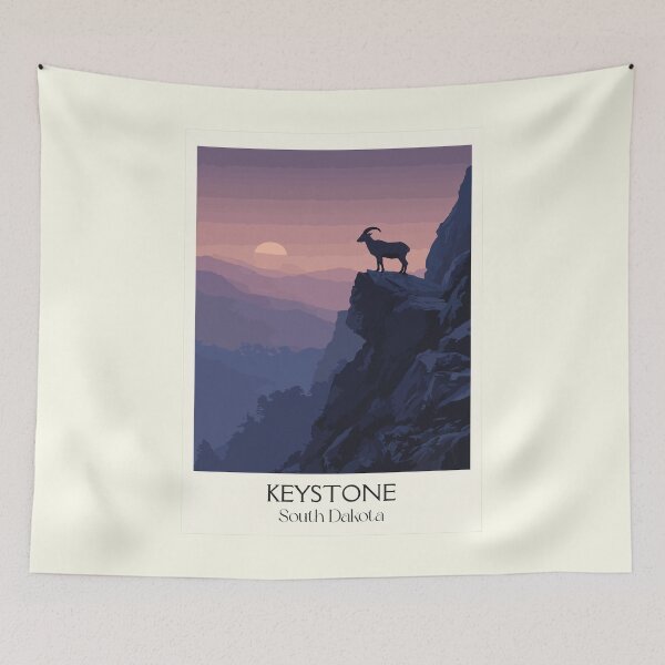 Item preview, Keystone South Dakota Vintage Poster | Black Hills Wildlife Art Print | Mountain Goat Scenery Decor designed and sold by TuncGK.